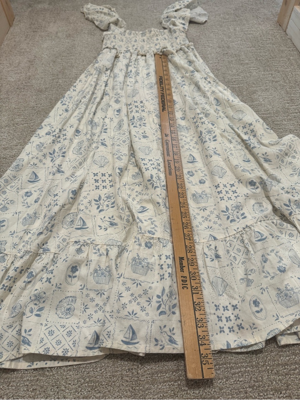 Rylee + Cru Francesca tile dress M linen blend beachy Mediterranean maxi - Picture 9 of 13